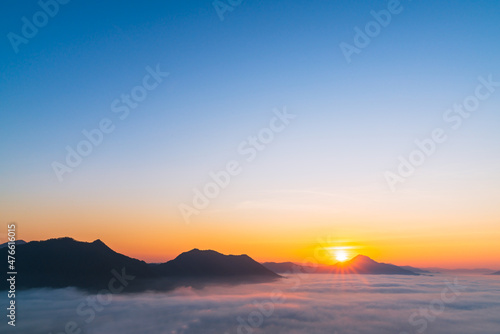 Beautiful landscape of cloud. sunrise on a nature background. winter mountains on sky background.