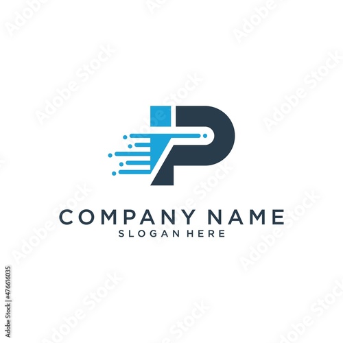 IP or PI letter logo design template.