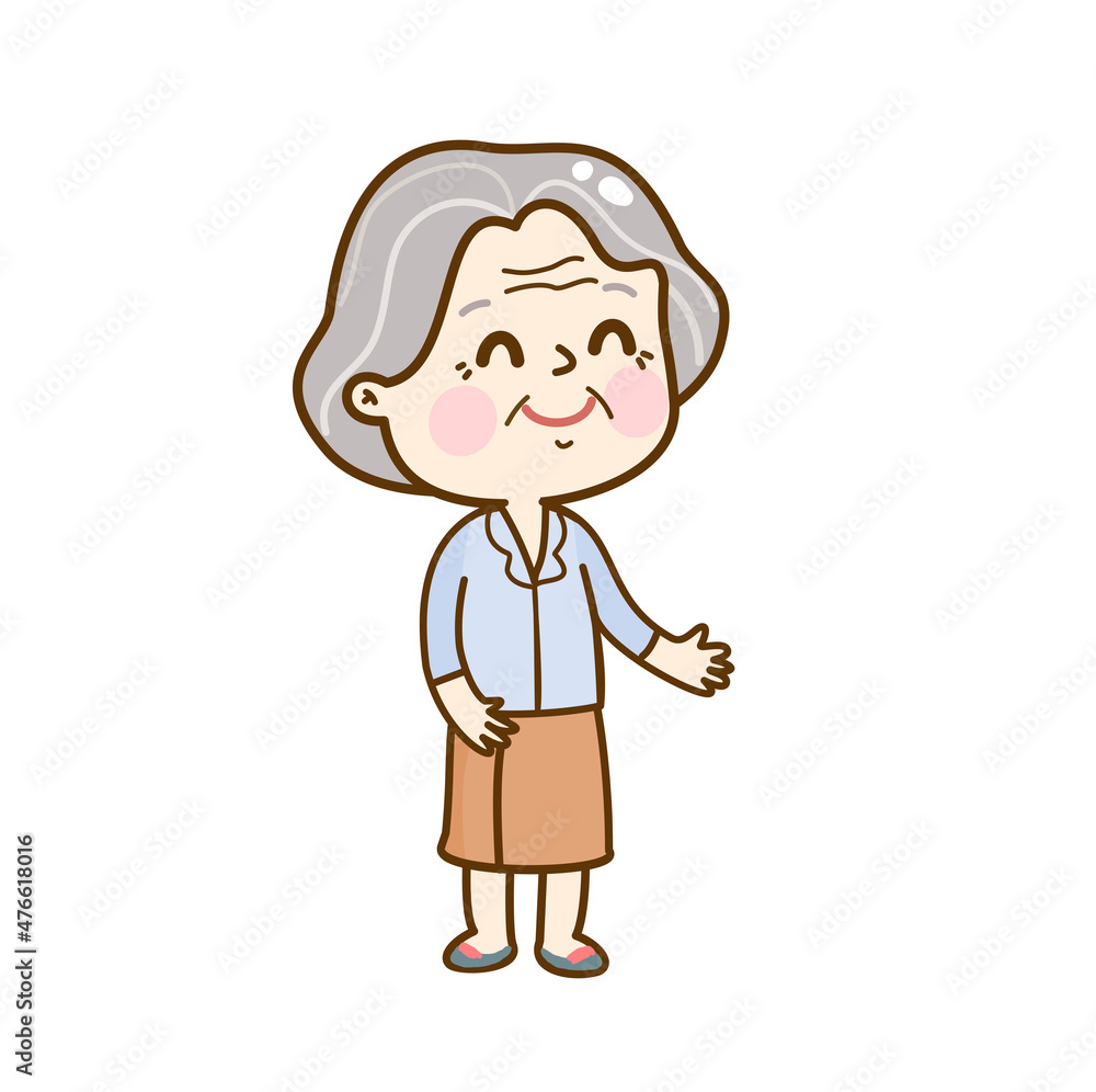 Cartoon Grandma character.