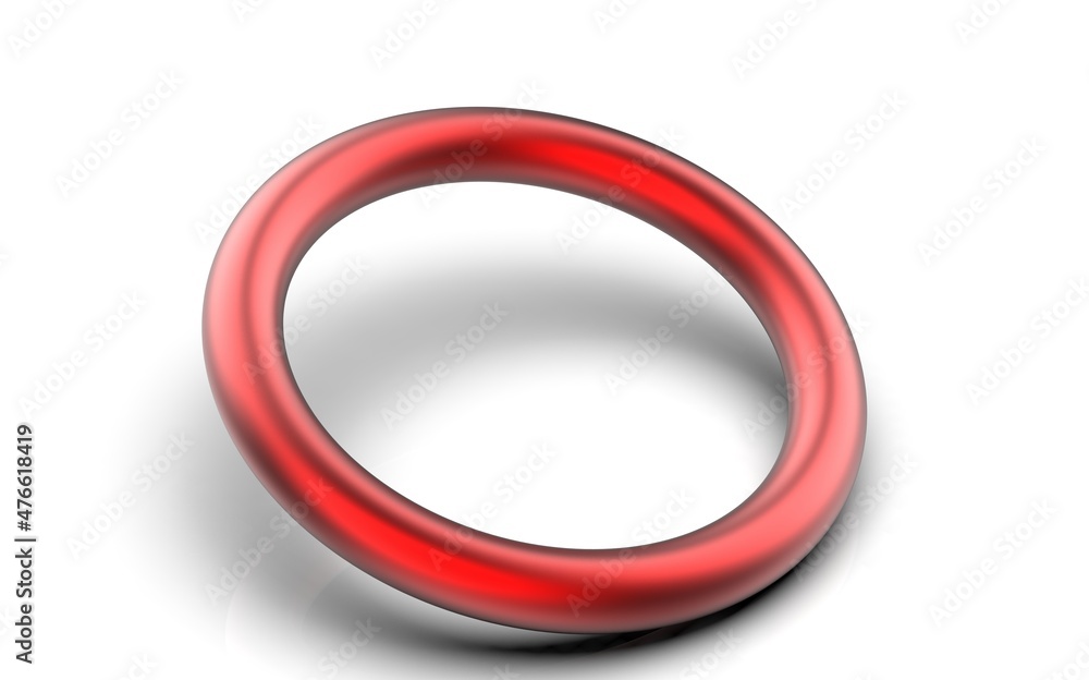 High quality 3D rendering a red circle tilted with a shadow effect High quality 3D rendering a red circle tilted with a shadow effect