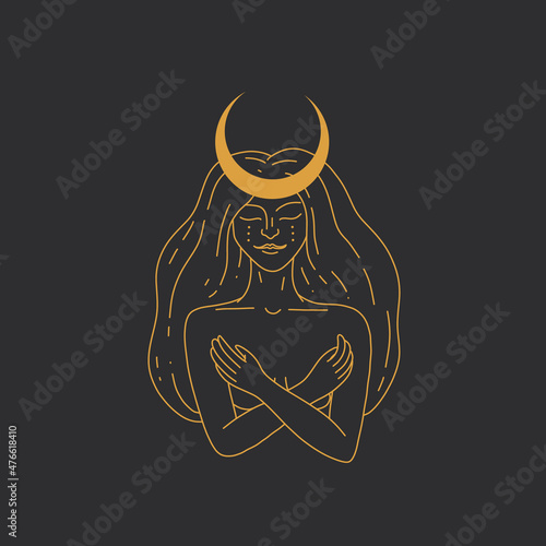 portrait of a mystical moon woman. ideal for blog astrologer or tarot