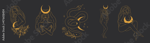portrait of a mystical moon woman. ideal for blog astrologer or tarot