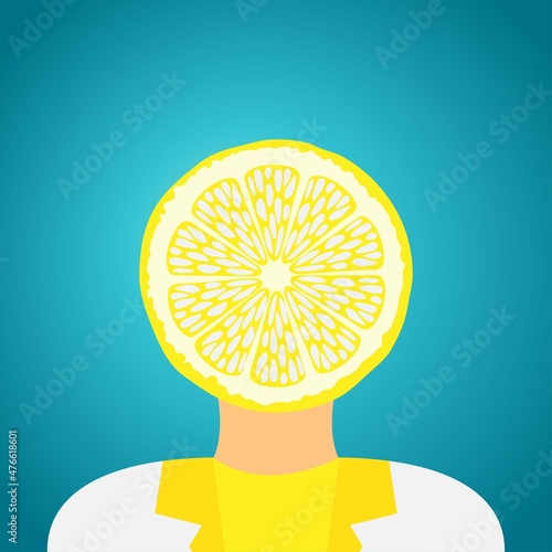 Woman with a lemon slice instead of head