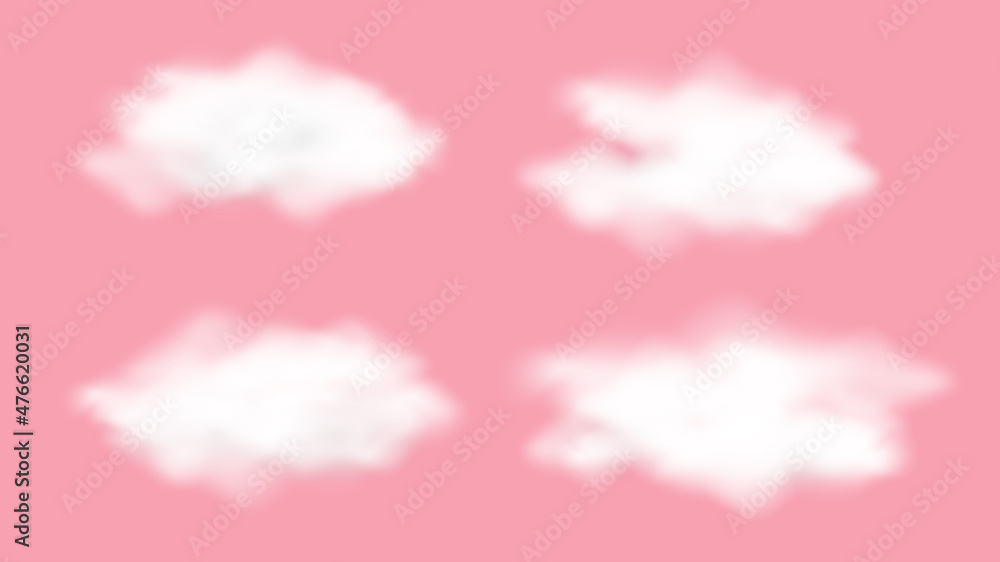Set of realistic pink clouds, Clouds sky background for your design. Vector illustration