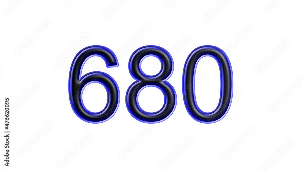 blue 680 number 3d effect white background