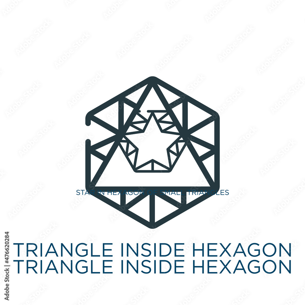 triangle inside hexagon thin line icon. triangle, png linear icons from geometry concept