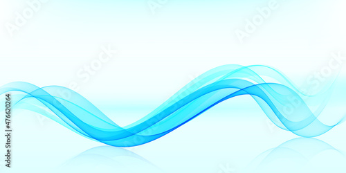 Abstract blue wave background, wave flows and is reflected