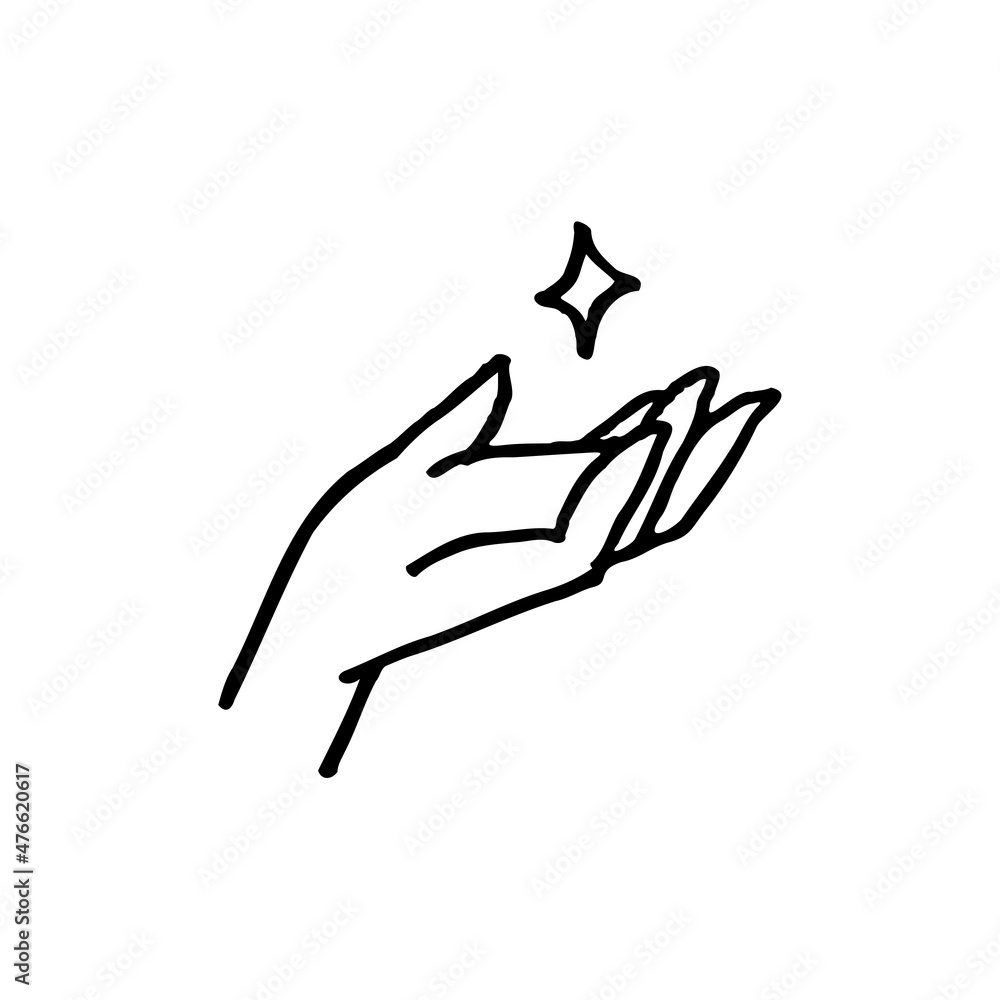 an illustration of a star on the palms for sticker, element design, etc. hand-drawn vector illustration in childlike stroke. the outline cartoon in a simple drawing. an illustration of a star on the palms for sticker, element design, etc. hand-drawn vector illustration in childlike stroke. the outline cartoon in a simple drawing.