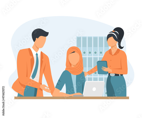 Business team working process concept. Office people discussion and brainstorming