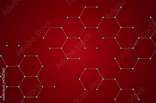 honeycomb network connection digital maroon background