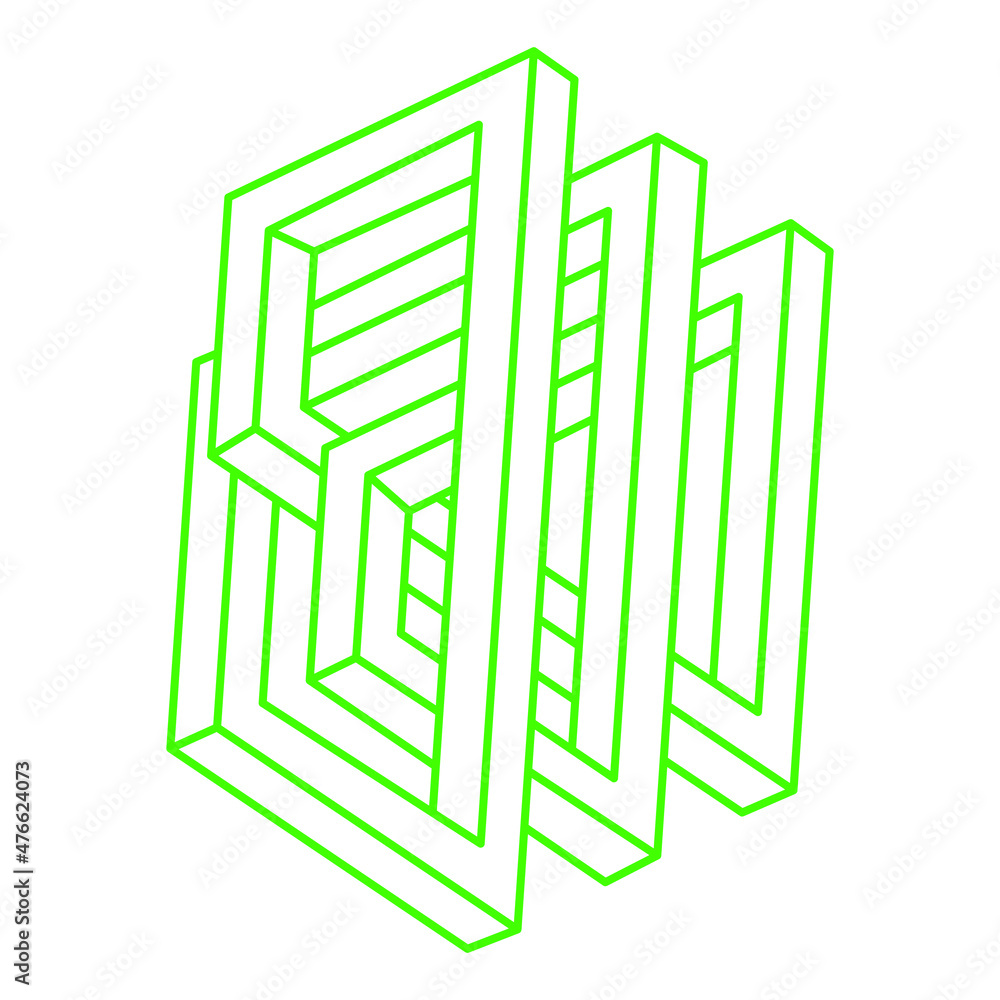 Obraz premium Illusion shapes. 3d geometry. Optical illusion figures. Sacred geometry logo.
