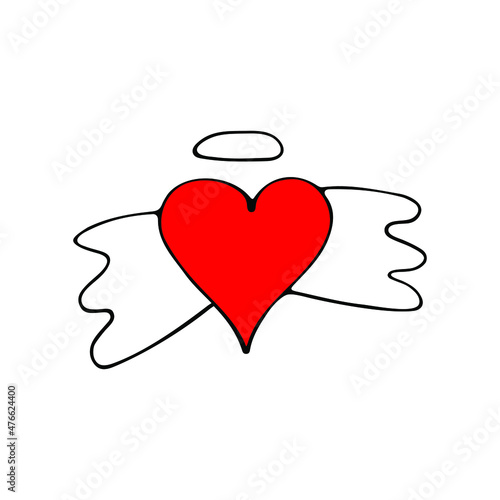 Sadə doodle ürək. Ağ fonda təcrid olunmuş əllə çəkilmiş ürək. Sevgililər Günü simvolu. Vektor illüstrasiya.