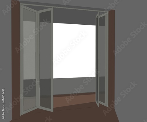 empty room with window and curtains