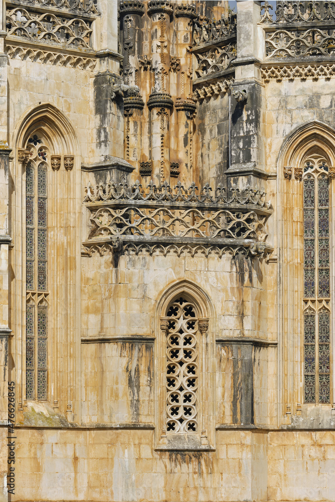 detail of a window of The Monastery of Santa Maria da Vitoria in Batalha, Portugal