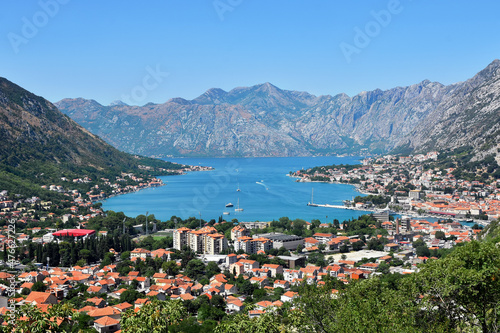 Kotor bay and Old Town from Mountain. Montenegro.