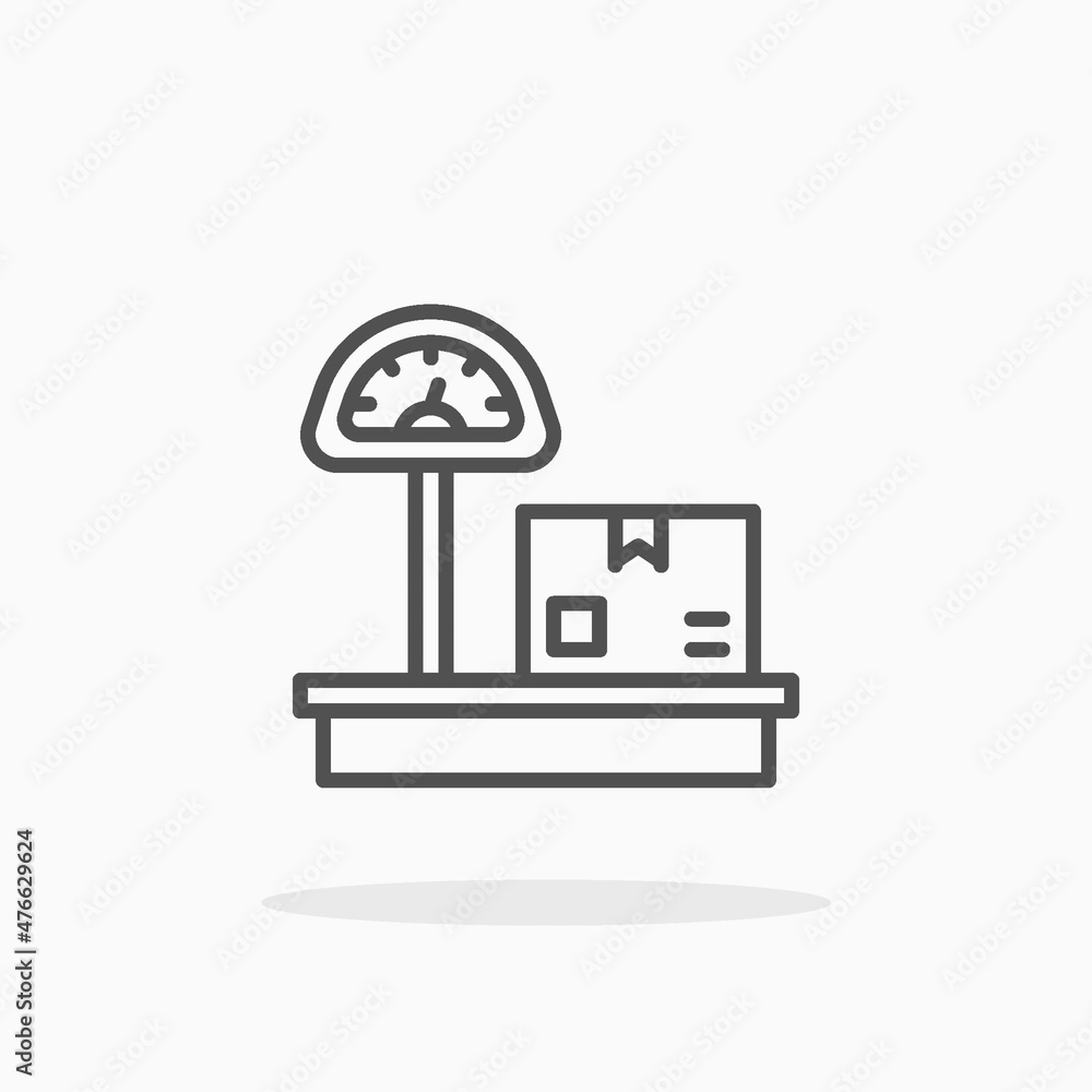 Obraz premium Weight Scale Cardboard icon. Editable Stroke and pixel perfect. Outline style. Vector illustration. Enjoy this icon for your project.