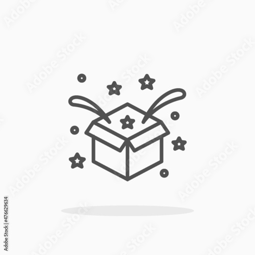 Unboxing icon. Editable Stroke and pixel perfect. Outline style. Vector illustration. Enjoy this icon for your project.