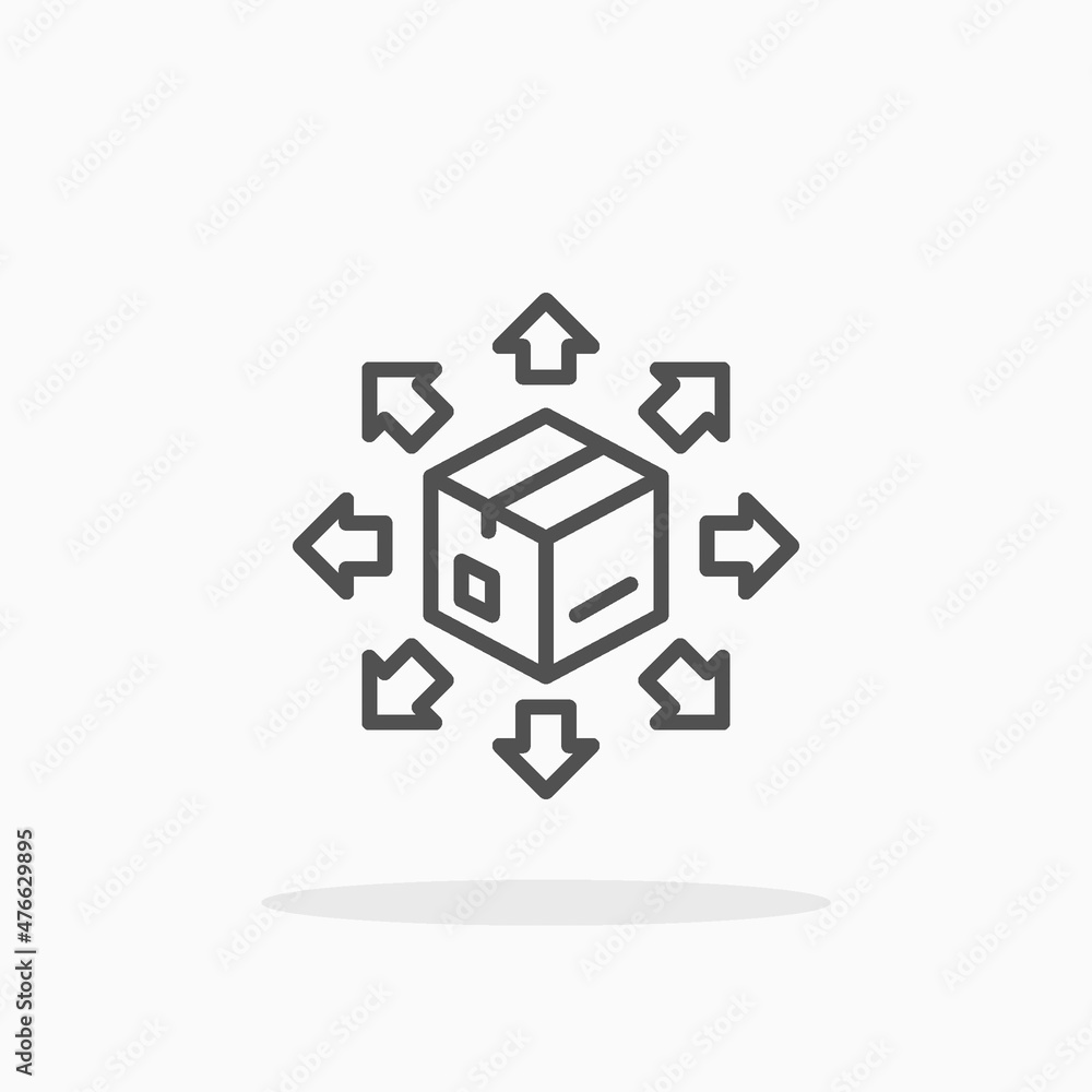 Obraz premium Distribution icon. Editable Stroke and pixel perfect. Outline style. Vector illustration. Enjoy this icon for your project.