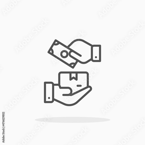 Cash On Delivery icon. Editable Stroke and pixel perfect. Outline style. Vector illustration. Enjoy this icon for your project.