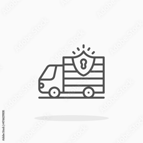 Secure delivery truck icon. Editable Stroke and pixel perfect. Outline style. Vector illustration. Enjoy this icon for your project.