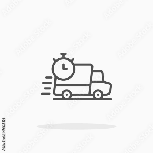 Fast Delivery Truck icon. Editable Stroke and pixel perfect. Outline style. Vector illustration. Enjoy this icon for your project.