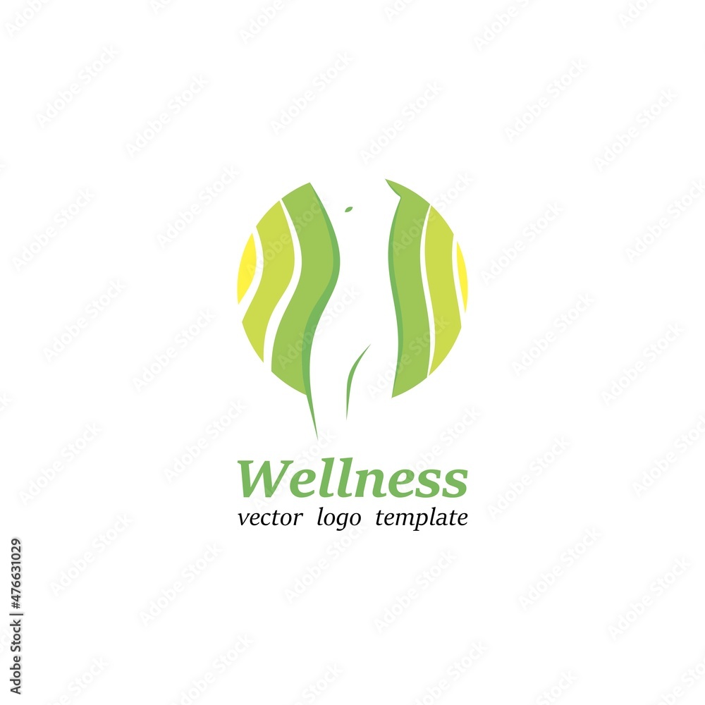 Fitness and wellness vector logo template. Silhouette of a slender young woman. Fitness and wellness vector logo template. Silhouette of a slender young woman.