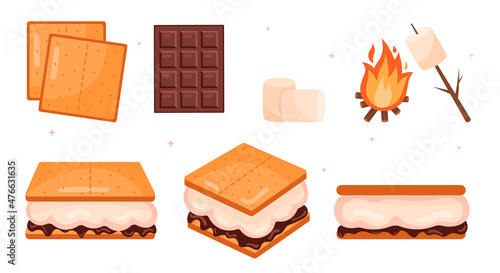 Cute Hand drawn s'mores dessert