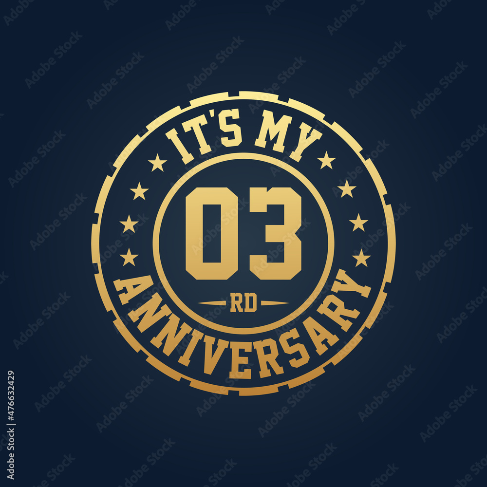 Fototapeta premium It's my 3rd Anniversary, 3rd Wedding Anniversary celebration