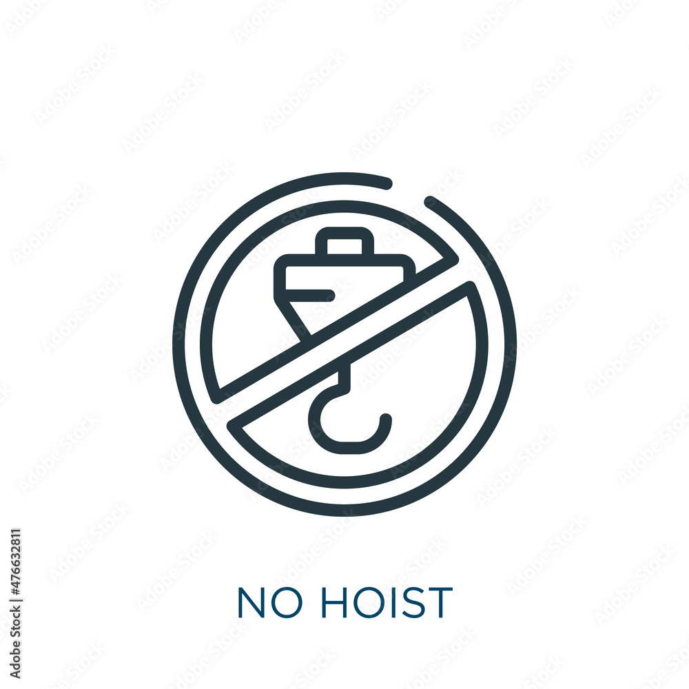 no hoist thin line icon. hoist, crane linear icons from signs concept