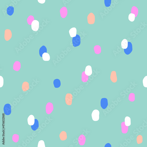 Seamless colorful polka dot pattern. Vector abstract background with hand drawn spots.