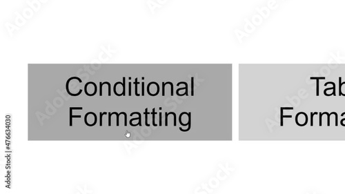 Cursor Slides Over and Clicks Conditional Formatting to Highlight Data Spreadsheet. Mouse Pointer on Device Computer Monitor Screen Clicking Differentiate Information on Worksheet File