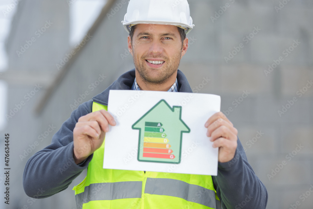 construction worker with an energy certificate construction worker with an energy certificate