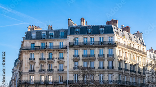 Paris, beautiful buildings, place Gambetta in the 20e district 