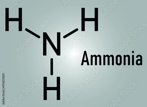 Ammonia, NH3, molecule. Skeletal formula.