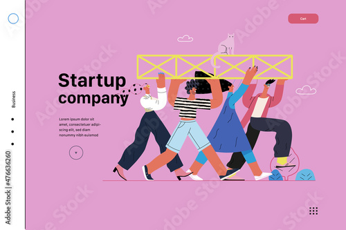 Startup illustration, website landing template. Concept of building new business
