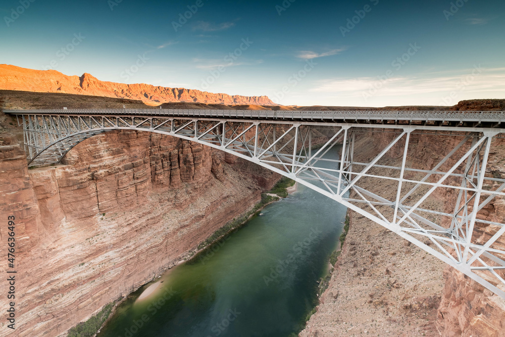 Obraz premium Wonderful view of the Colorado River from the Navajo Bridge at Marble Canyon, a few miles away from Page, Arizona, USA