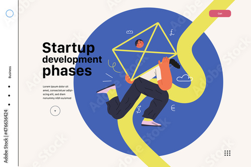 Startup illustration, website landing template. Concept of building new business