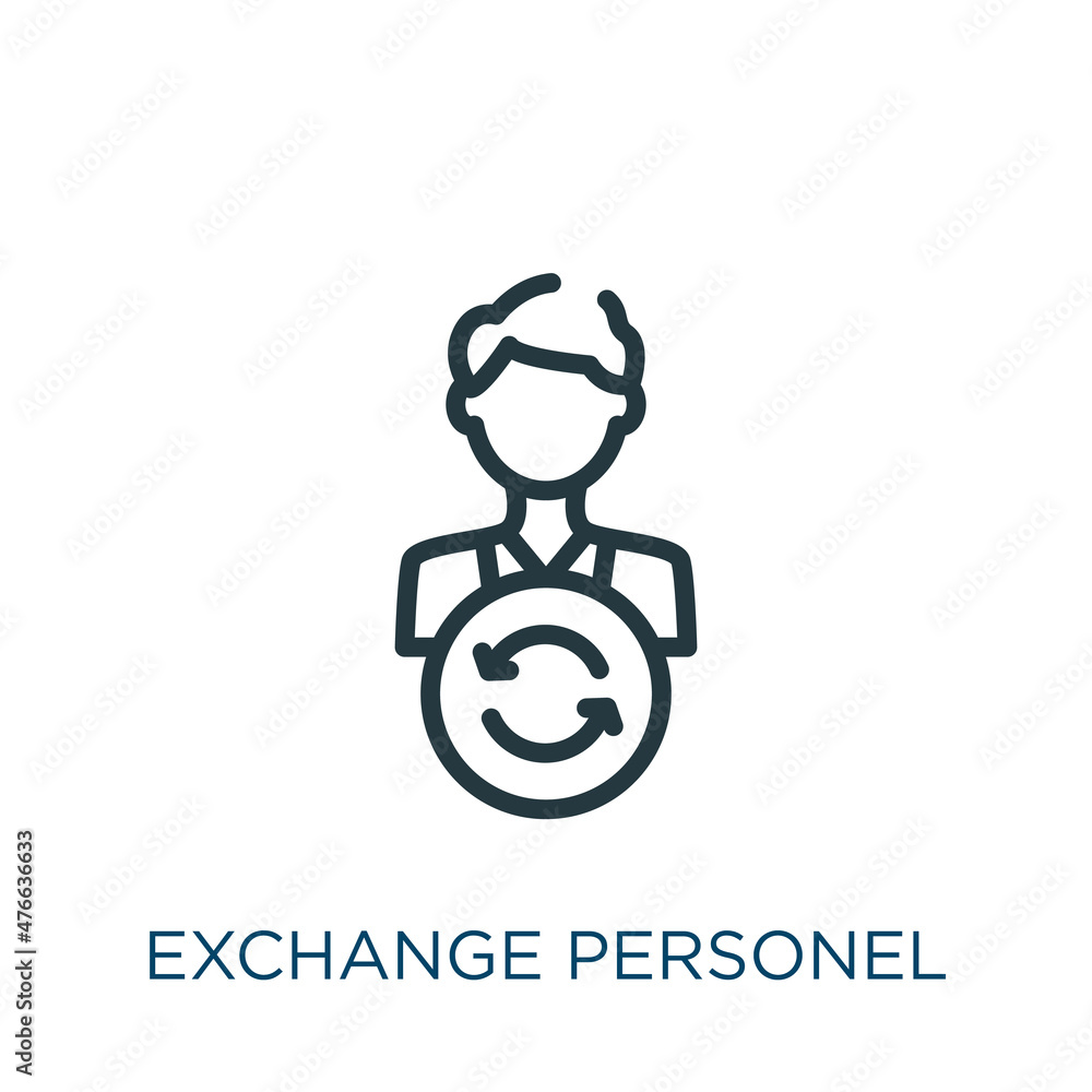 exchange personel thin line icon. signboard, bright linear icons from user interface concept isolated outline sign. Vector illustration symbol element for web design and apps.. - obrazy, fototapety, plakaty 