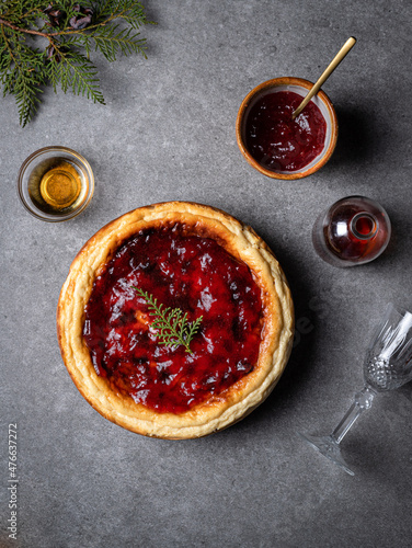 Appetizing homemade cheesecake placed on table