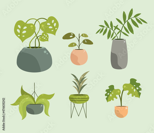 icons collection potted plants © Stockgiu