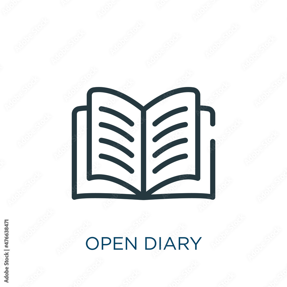 Vecteur Stock open diary thin line icon. education, diary linear icons ...
