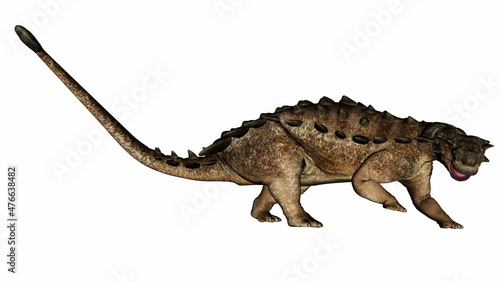 Pinacosaurus dinosaur turning head looking right - 3D render © Elenarts