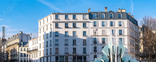 Canvas Print Paris, beautiful buildings, place Gambetta in the 20e district