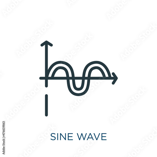 sine wave thin line icon. 1, wave linear icons from user interface concept isolated outline sign. Vector illustration symbol element for web design and apps.. photo