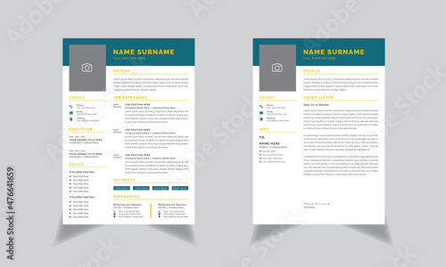 Creative CV Resume Layout & cover letter job applications Vector Design