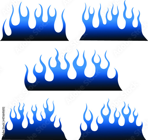 Fire flames isolated on white background. Tribal tattoo design. photo