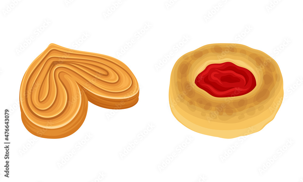 Fototapeta premium Puff buns for bakery menu set. Delicious bakery assortment vector illustration
