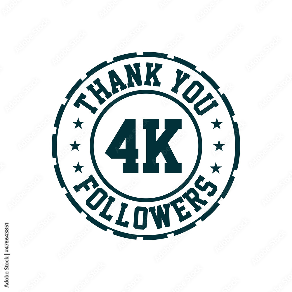 Thank you 4k Followers celebration, Greeting card for 4000 social followers.
