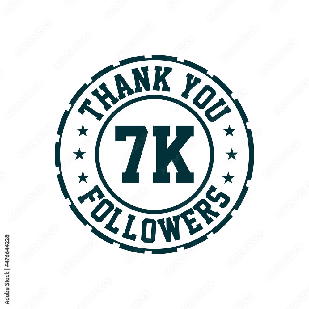 Thank you 7k Followers celebration, Greeting card for 7000 social followers.