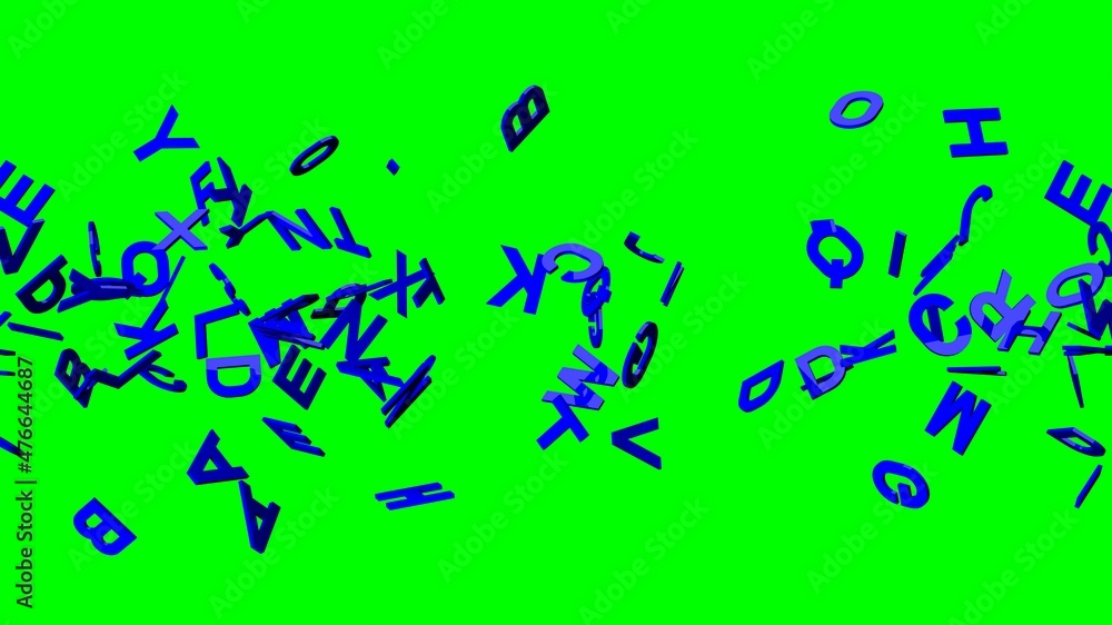 Blue alphabets on green chroma key background.
3D abstract illustration for background. Blue alphabets on green chroma key background.
3D abstract illustration for background.